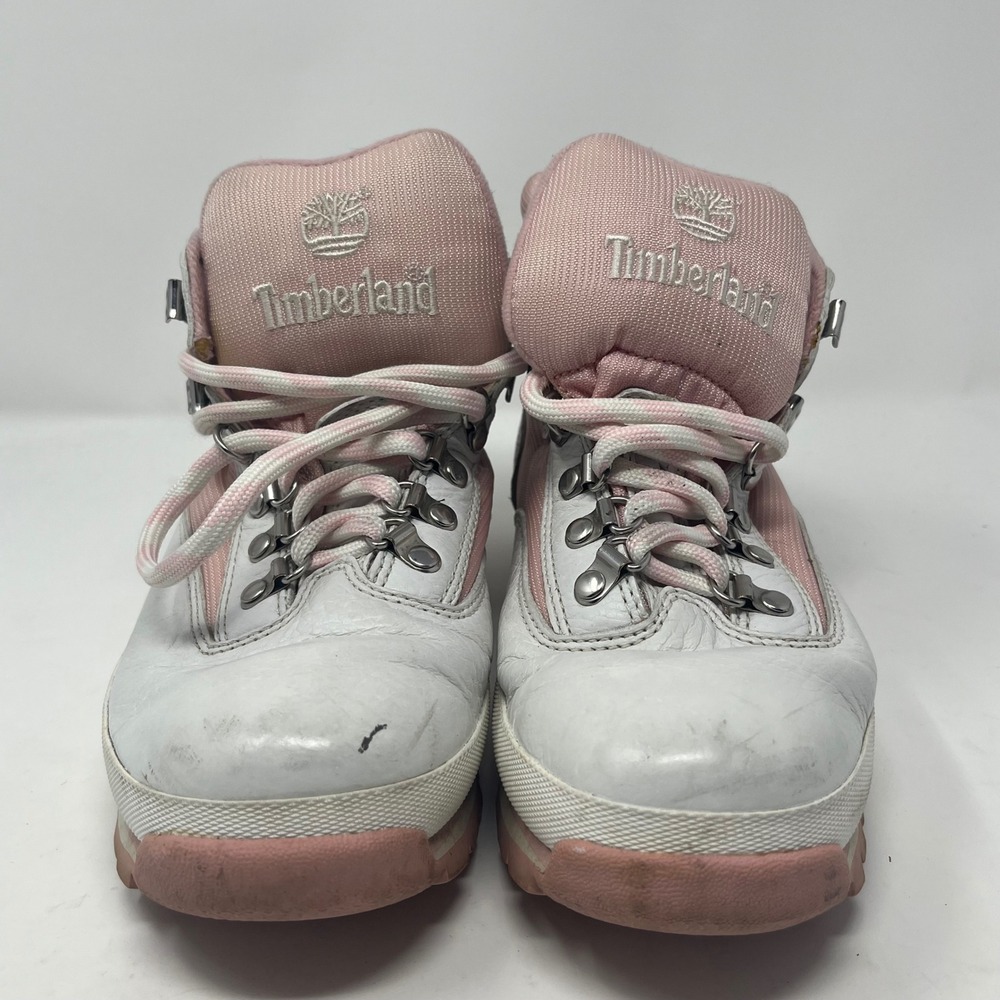 Timberland Euro Hiker White Pink Leather Hiking Boots Womens 9M 85348 - Picture 1 of 9